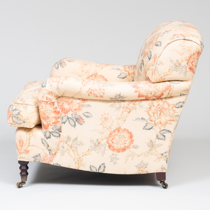 English Linen Upholstered Club Chair, George Smith