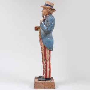 American Carved and Painted Wood Folk Figure of Uncle Sam